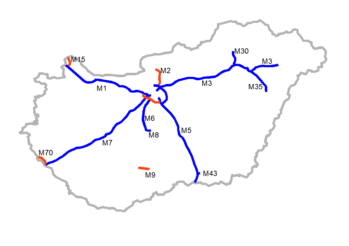Liste der Autobahnen in Ungarn