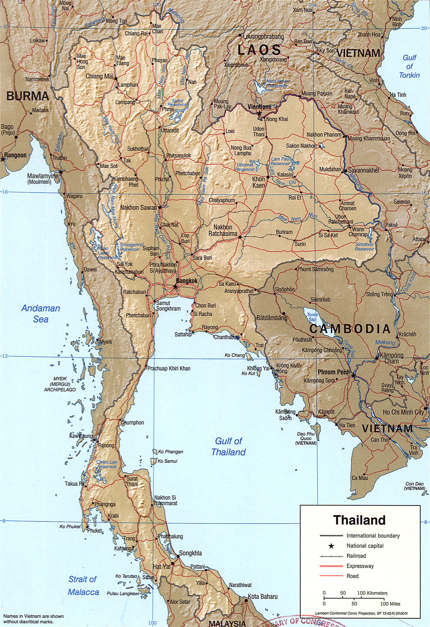 Topographie von Thailand