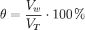 \theta = \frac{V_w}{V_T}\cdot 100\,%