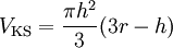 V_\mathrm{KS} = \frac{\pi h^2}{3} (3r - h)
