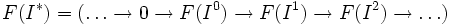 F(I^*)=(\ldots\to 0\to F(I^0)\to F(I^1)\to F(I^2)\to\ldots)