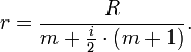 r = \frac{R}{m + \frac{i}2 \cdot (m + 1)}.