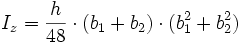 I_{z} = \frac {h}{48} \cdot (b_1 + b_2) \cdot (b_1^2 + b_2^2) 