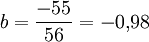 b = \frac{-55}{56} = -0{,}98 \;
