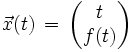  \vec x(t)\,= \, \begin{pmatrix} t \\ 
f(t) \end{pmatrix}\, 