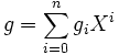 g=\sum_{i=0}^n g_i X^i