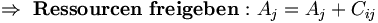 \ \Rightarrow\mathbf{\ Ressourcen\ freigeben:}\ A_j = A_j + C_{ij}