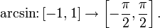 \arcsin\colon[-1,1]\to \left[-\frac{\pi}{2},\frac{\pi}{2} \right].