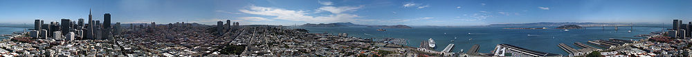 360-Grad-Panorama der Stadt aufgenommen vom Coit Tower