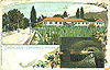 Sektkellerei Bussard, Lithografie-Postkarte von vor 1900, links die Moritzburger Straße