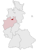 Deutschlandkarte, Position des Kreises Halle hervorgehoben