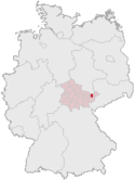 Deutschlandkarte, Position der Stadt Gera hervorgehoben