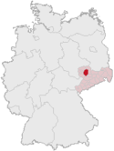 Deutschlandkarte, Position des Muldentalkreises hervorgehoben