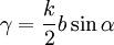 \gamma=\frac{k}{2}b\sin\alpha