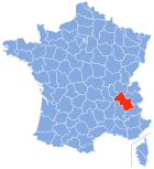 Lage von Isère in Frankreich