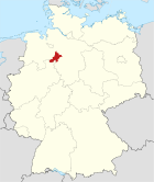 Deutschlandkarte, Position des Landkreises Nienburg/Weser hervorgehoben