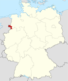 Deutschlandkarte, Position des Landkreises Grafschaft Bentheim hervorgehoben