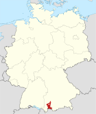 Deutschlandkarte, Position des Landkreises Ostallgäu hervorgehoben