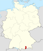Deutschlandkarte, Position des Landkreises Bad Tölz-Wolfratshausen hervorgehoben