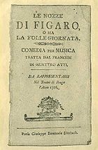 Titelblatt des Librettos von Le nozze di Figaro