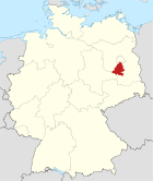 Deutschlandkarte, Position des Landkreises Teltow-Fläming hervorgehoben