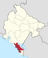 Karte von Montenegro, Position von Bar (Montenegro) hervorgehoben