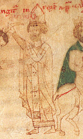 Calixt II. – Abbildung aus dem Liber ad honorem Augusti des Petrus de Ebulo, 1196