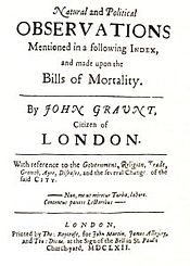 Deckblatt von Graunts Werk Natural and Political Observations Made upon the Bills of Mortality