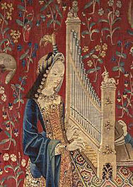Blanche von Lancaster, Die Dame mit Einhorn, aus einer Serie von flämischen Wandbehängen (15. Jhd.)