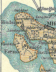Fænø auf einer Karte um 1900