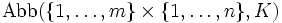 \operatorname{Abb}(\{1,\ldots,m\}\times\{1,\ldots,n\},K)