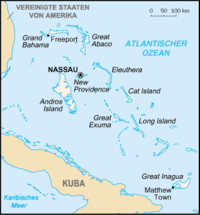 Karte der Bahamas mit der Hauptstadt Nassau