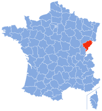 Lage des Département Doubs in Frankreich