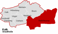 Lage von Rath/Heumar im Stadtbezirk Köln-Kalk