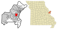 St. Louis County Missouri Incorporated and Unincorporated areas Ladue Highlighted.svg