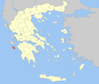 Lage der Präfektur Zakynthos innerhalb Griechenlands