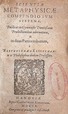 Keckermann Scientiae Metaphysicae compendiosum 1609.jpg