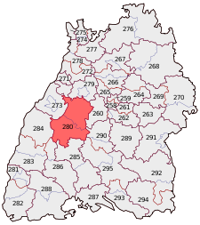 Lage des Bundestagswahlkreises Calw in Baden-Württemberg