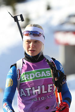 Mari Laukkanen in Hochfilzen 2010 (Training)