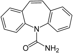 Strukturformel von Carbamazepin