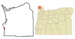 Clatsop County Oregon Incorporated and Unincorporated areas Cannon Beach Highlighted.svg