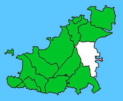 Position von Cornet Rock (rot)innerhalb Saint Peter Port (weiß)