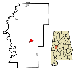 Hale County Alabama Incorporated and Unincorporated areas Greensboro Highlighted.svg