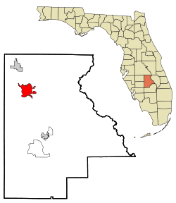 Highlands County Florida Incorporated and Unincorporated areas Sebring Highlighted.svg