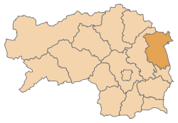 Lage des Bezirks Hartberg im Bundesland Steiermark (anklickbare Karte)
