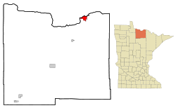 Koochiching County Minnesota Incorporated and Unincorporated areas International Falls Highlighted.svg