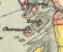 Mandø und Koresand auf einer Karte von 1880