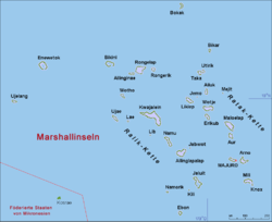 Karte der Marshallinseln, im Osten die Ratak-Kette
