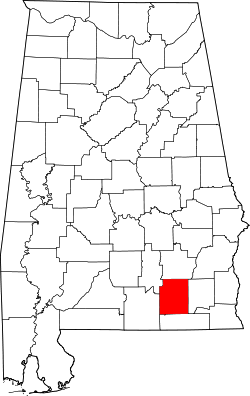 Karte von Coffee County innerhalb von Alabama