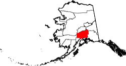 Karte von Matanuska-Susitna Borough innerhalb von Alaska